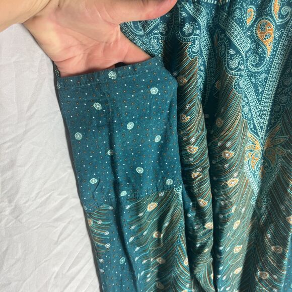 Happy Trunks Green with Paisley Design Genie/ Hippy Pants Size Medium 2 Pockets - Picture 6 of 9